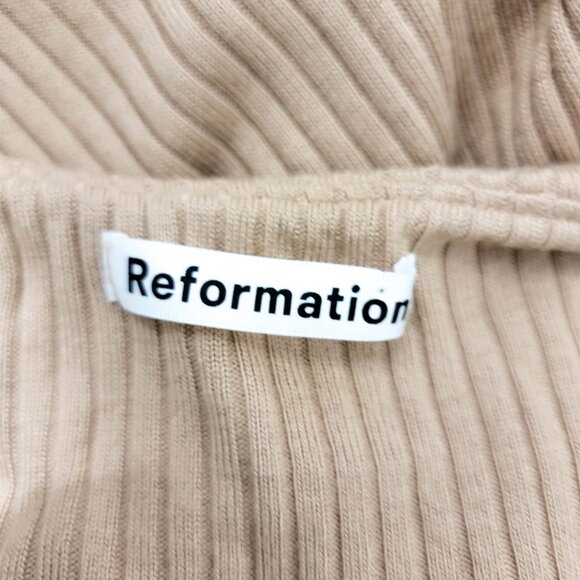 Reformation Hosby Ribbed Midi Dress in Buff Tan XL - Picture 10 of 10